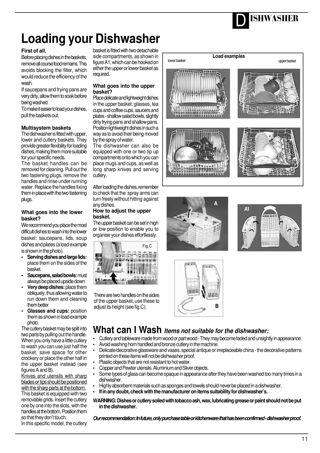 Hotpoint BFZ 680 manual Load examples, What goes into the upper, Basket?, Multisystem baskets, Dishwasher 