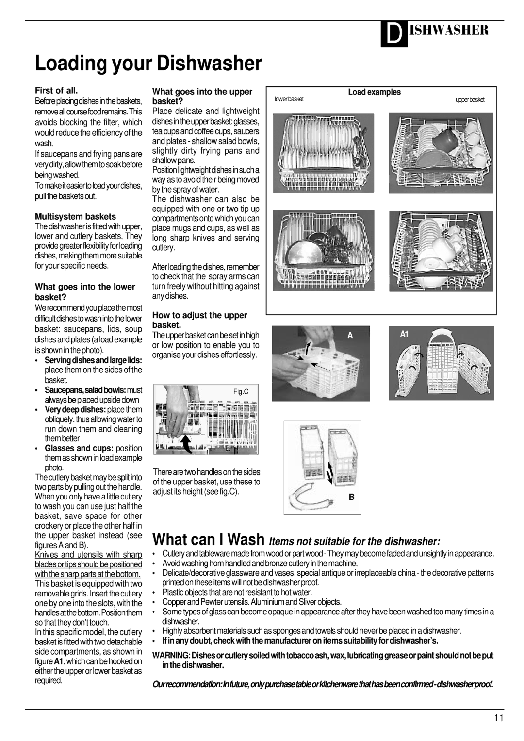 Hotpoint BFZ 700 manual Loading your Dishwasher 