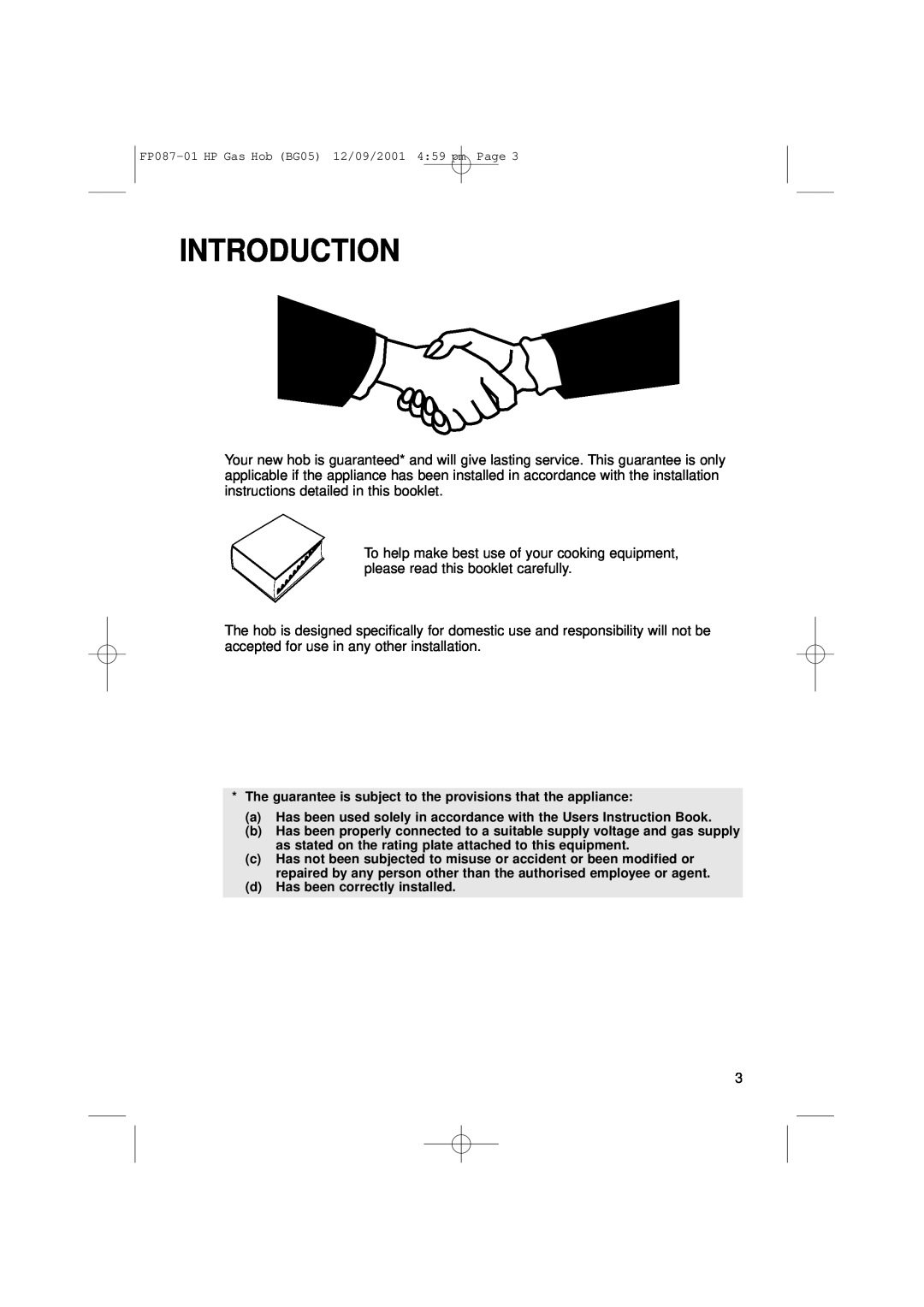 Hotpoint BG05 manual Introduction 