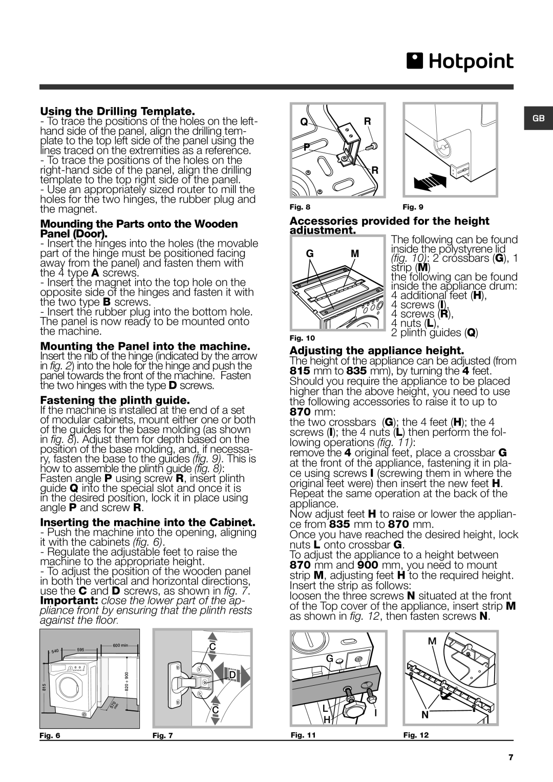 Hotpoint BHWM 149 manual 600 min 