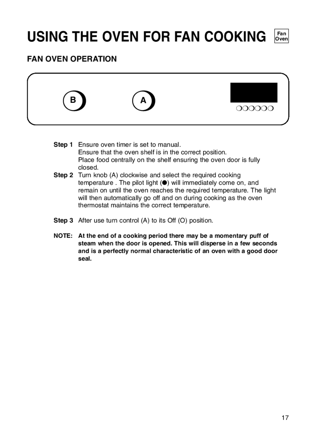 Hotpoint BS41X manual FAN Oven Operation 