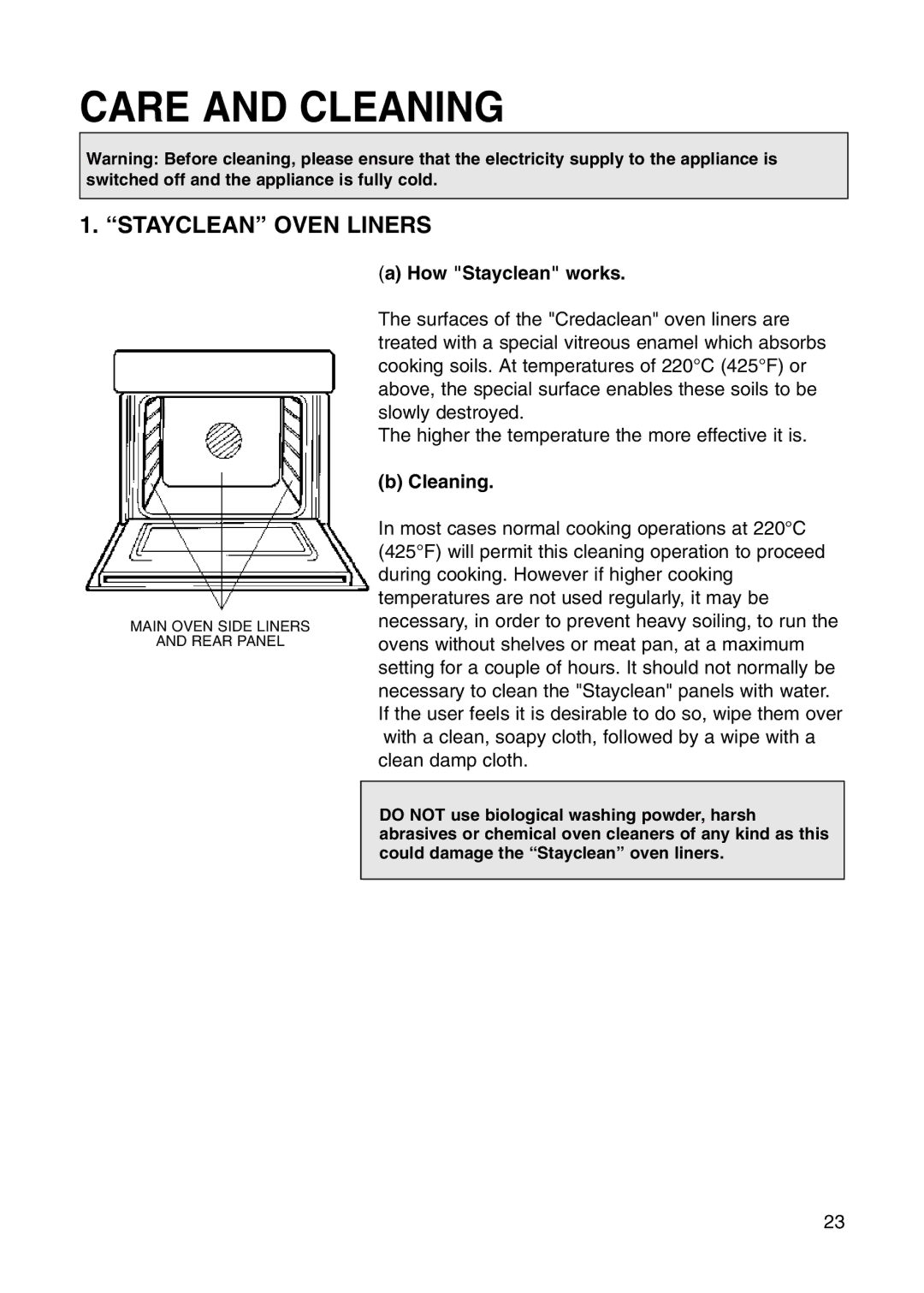 Hotpoint BS41X manual Care and Cleaning, Stayclean Oven Liners, How Stayclean works 