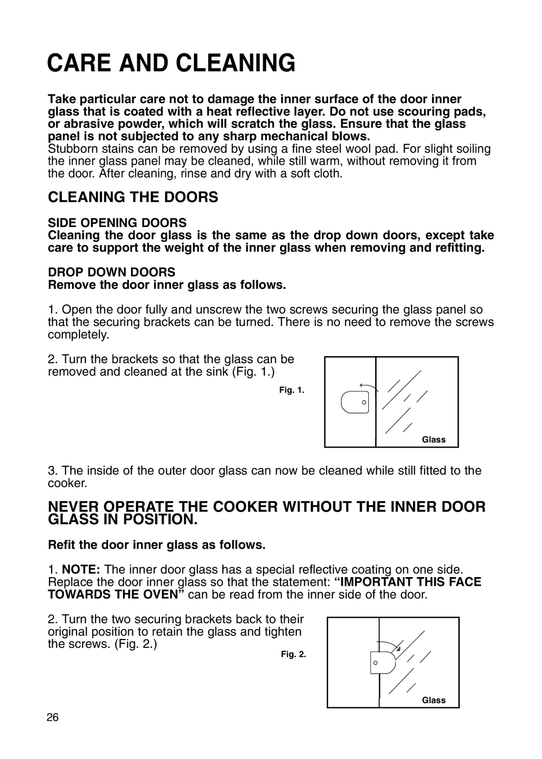 Hotpoint BS41X manual Cleaning the Doors 