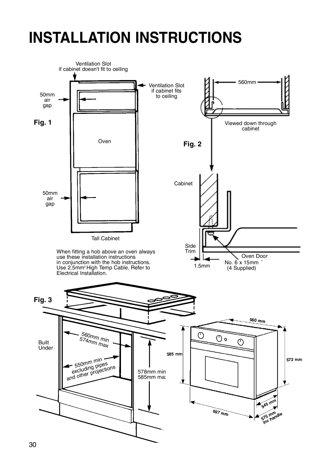 Hotpoint BS41X manual Built 574mm 