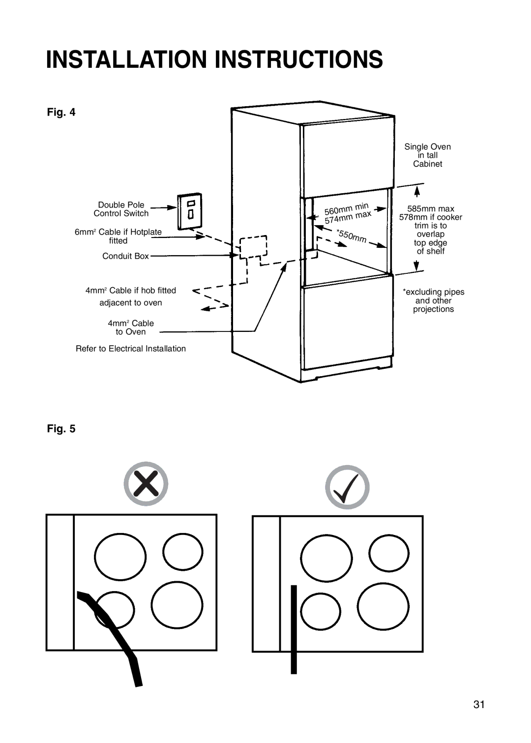 Hotpoint BS41X manual 550mm 