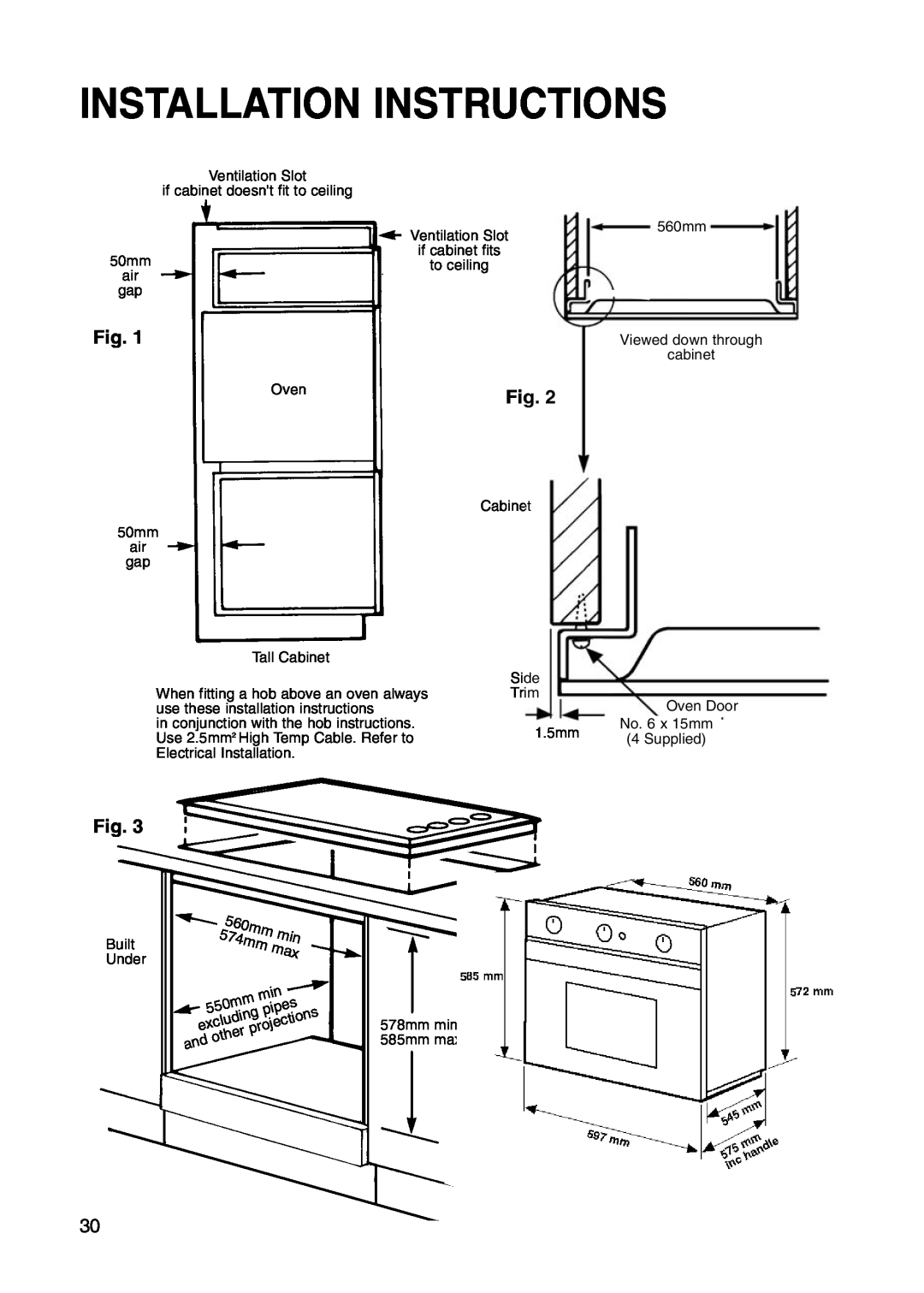 Hotpoint BS41X manual Installation Instructions 