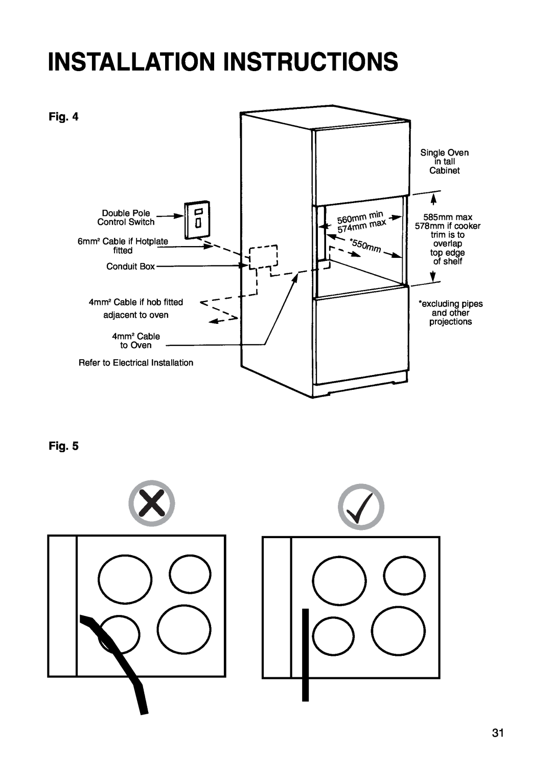 Hotpoint BS41X manual Installation Instructions, 550mm 