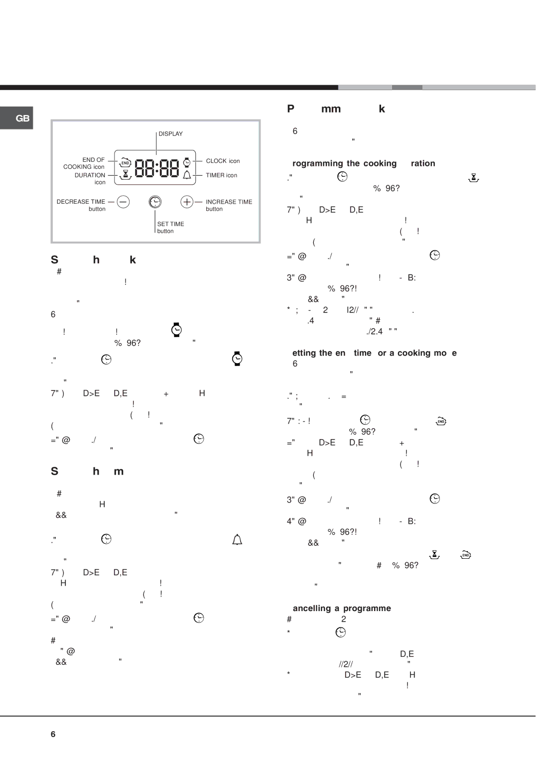 Hotpoint BS43B/1, BS43K/1, BS43W/1 Electronic cooking programmer, Setting the clock, Setting the timer, Programming cooking 