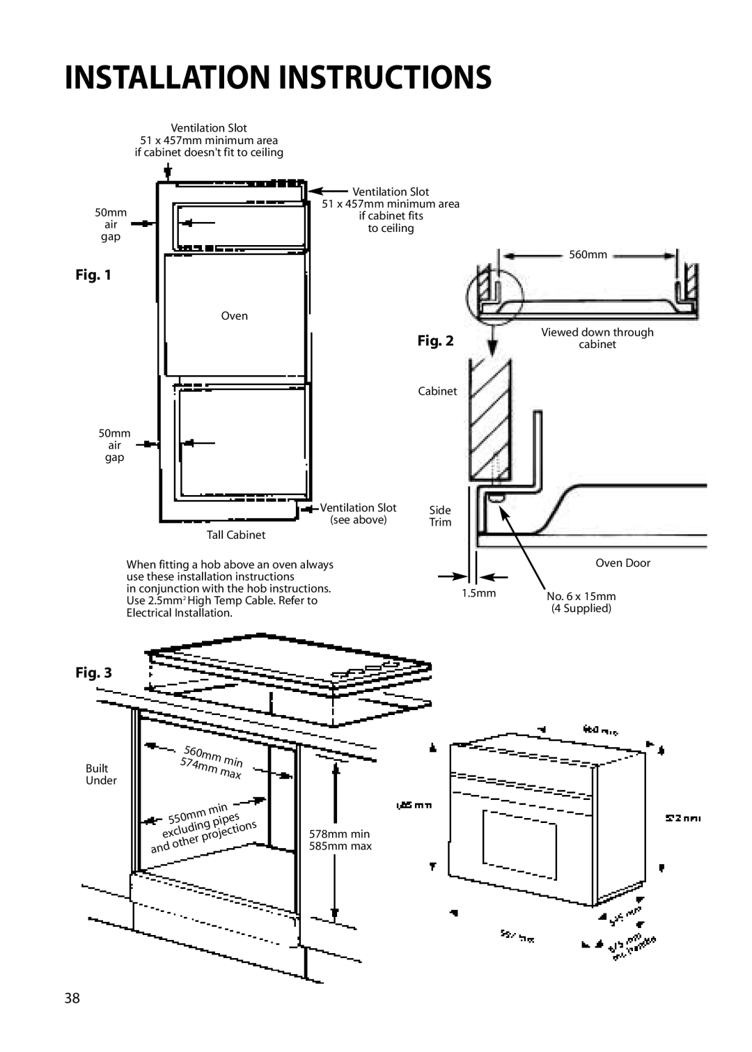 Hotpoint BS72, BS62 manual Ventilation Slot 