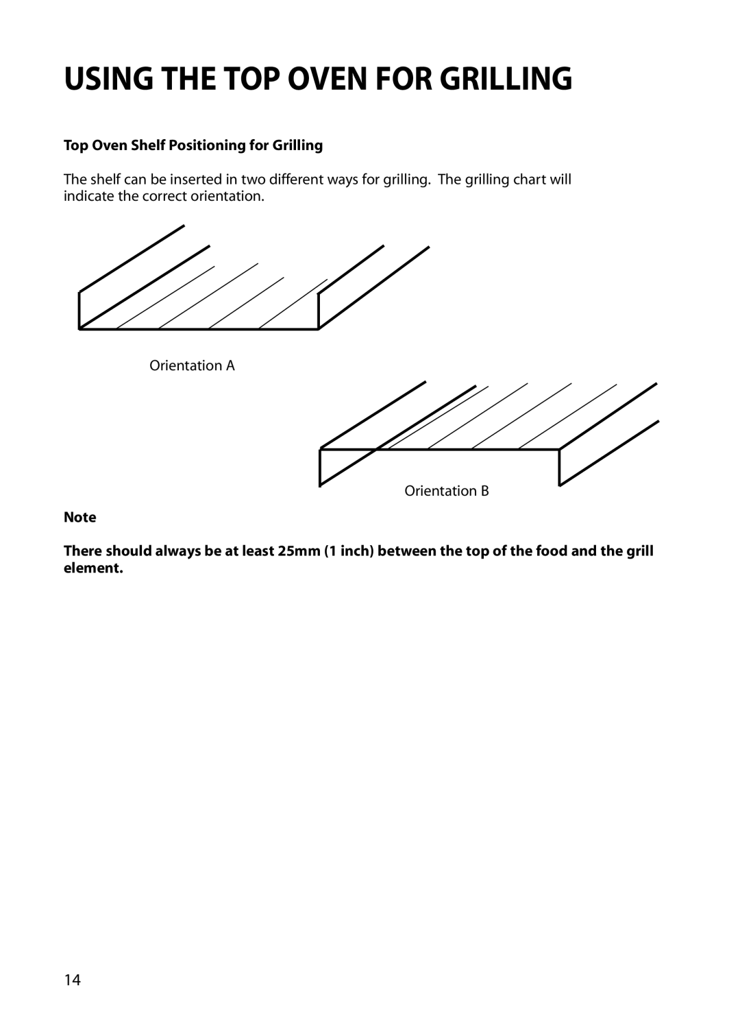 Hotpoint BU82 BU72 BU71 manual Using the TOP Oven for Grilling, Top Oven Shelf Positioning for Grilling 