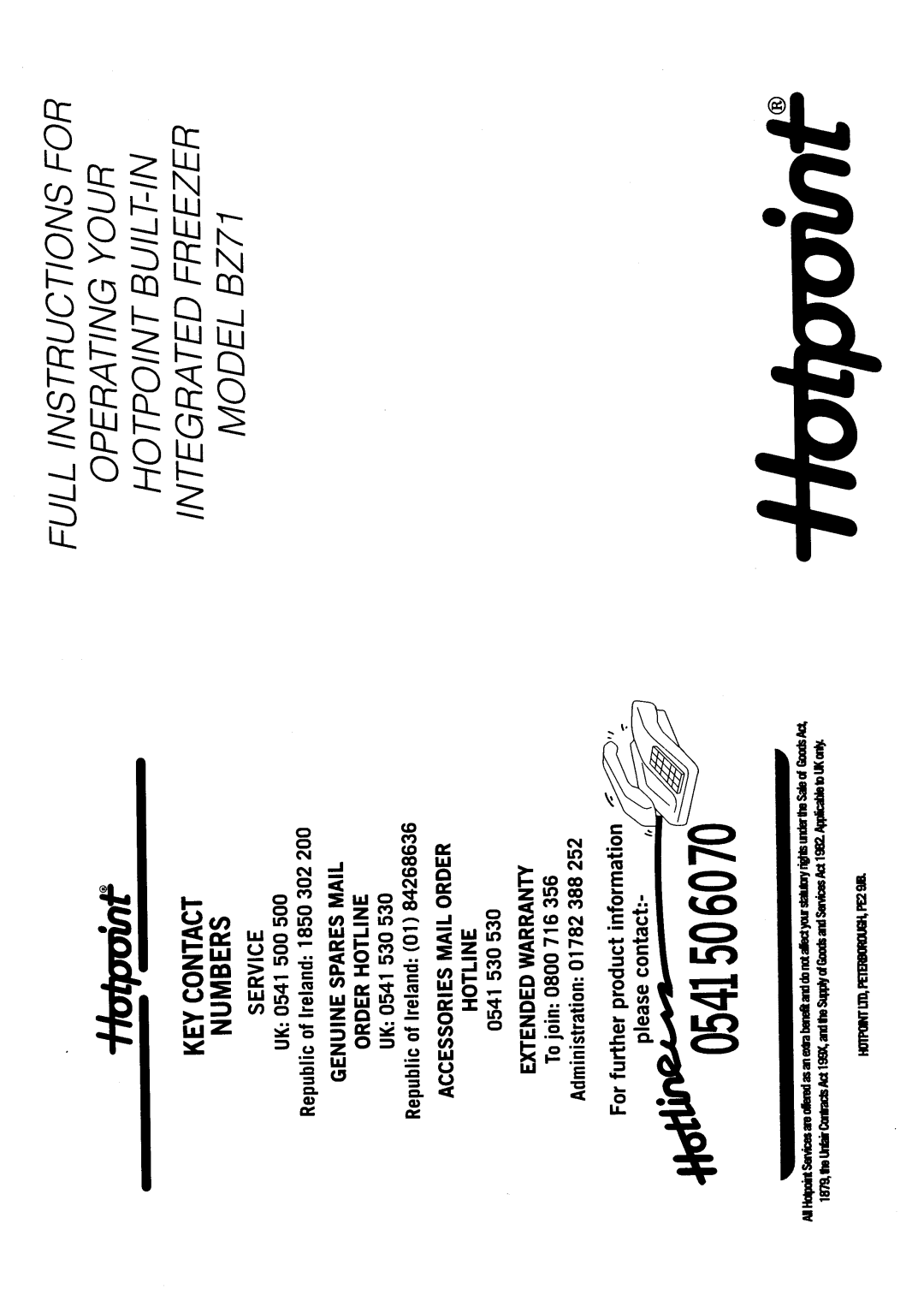 Hotpoint BZ71 manual 