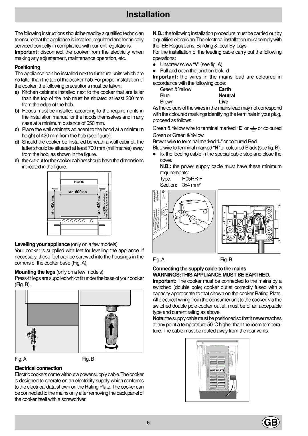 Hotpoint C120E manual Installation 