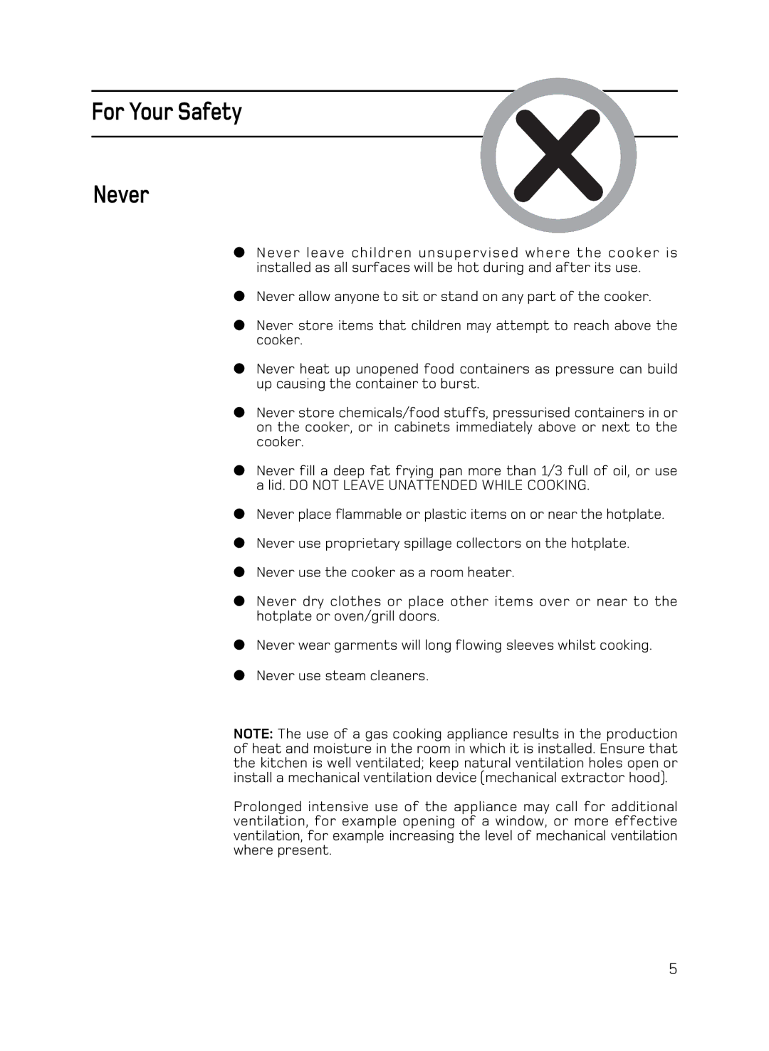 Hotpoint C150 manual For Your Safety Never 