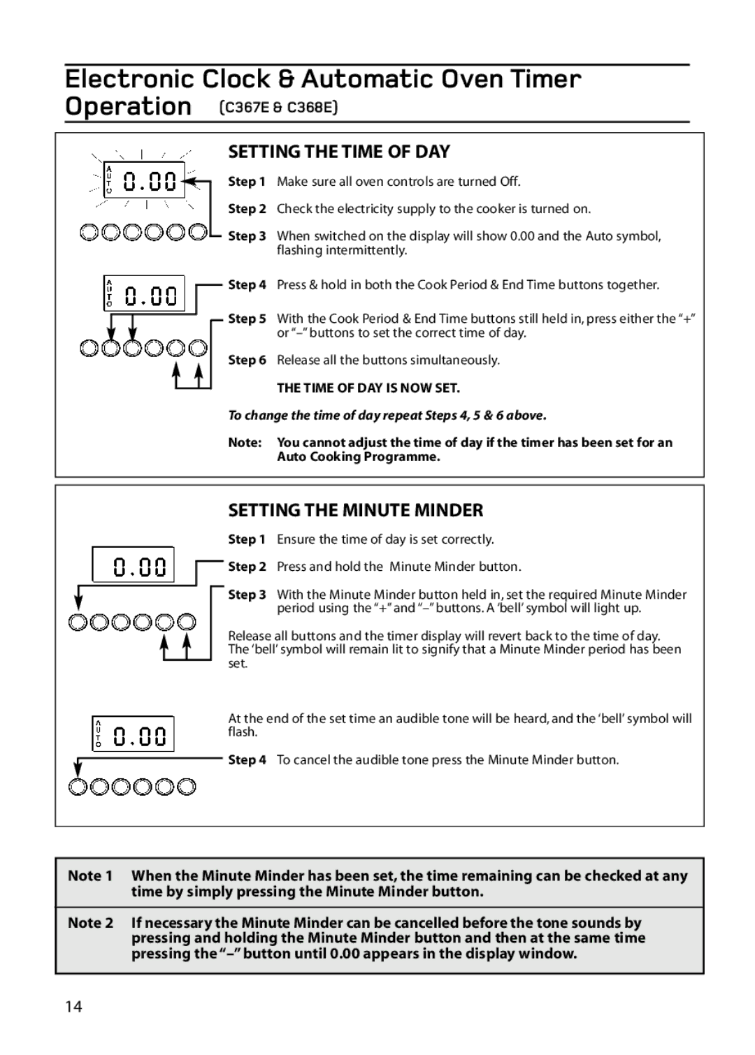 Hotpoint ARC60, 61DC manual Electronic Clock & Automatic Oven Timer, Operation C367E & C368E 