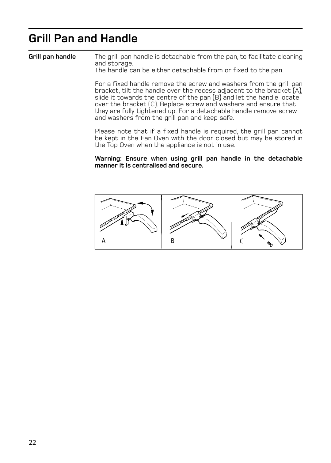 Hotpoint ARC60, C367E, C368, 61DC manual Grill Pan and Handle 