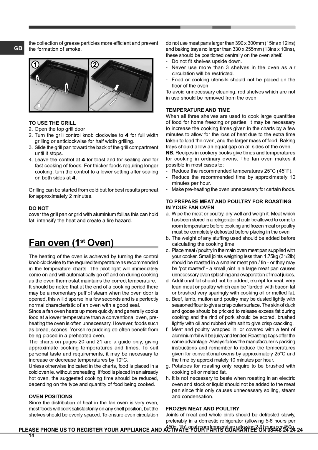 Hotpoint CG 10455 GF S, CH 10450 GF S manual Temperature and Time, To Prepare Meat and Poultry for Roasting in Your FAN Oven 