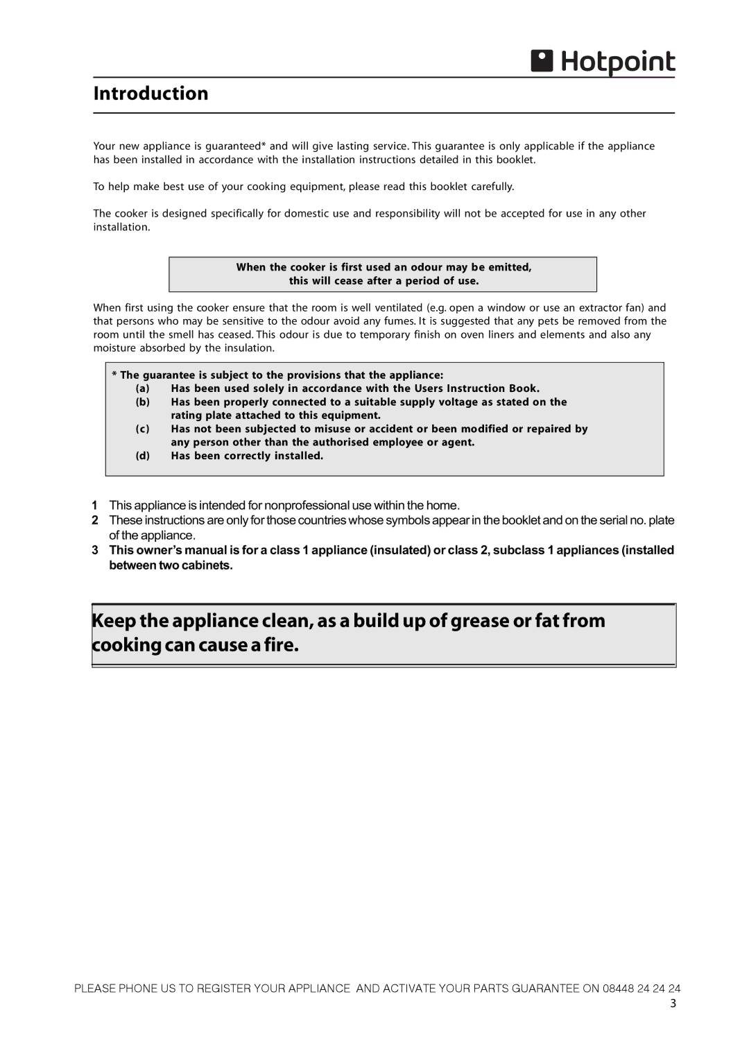 Hotpoint CH50GCIK manual Introduction 