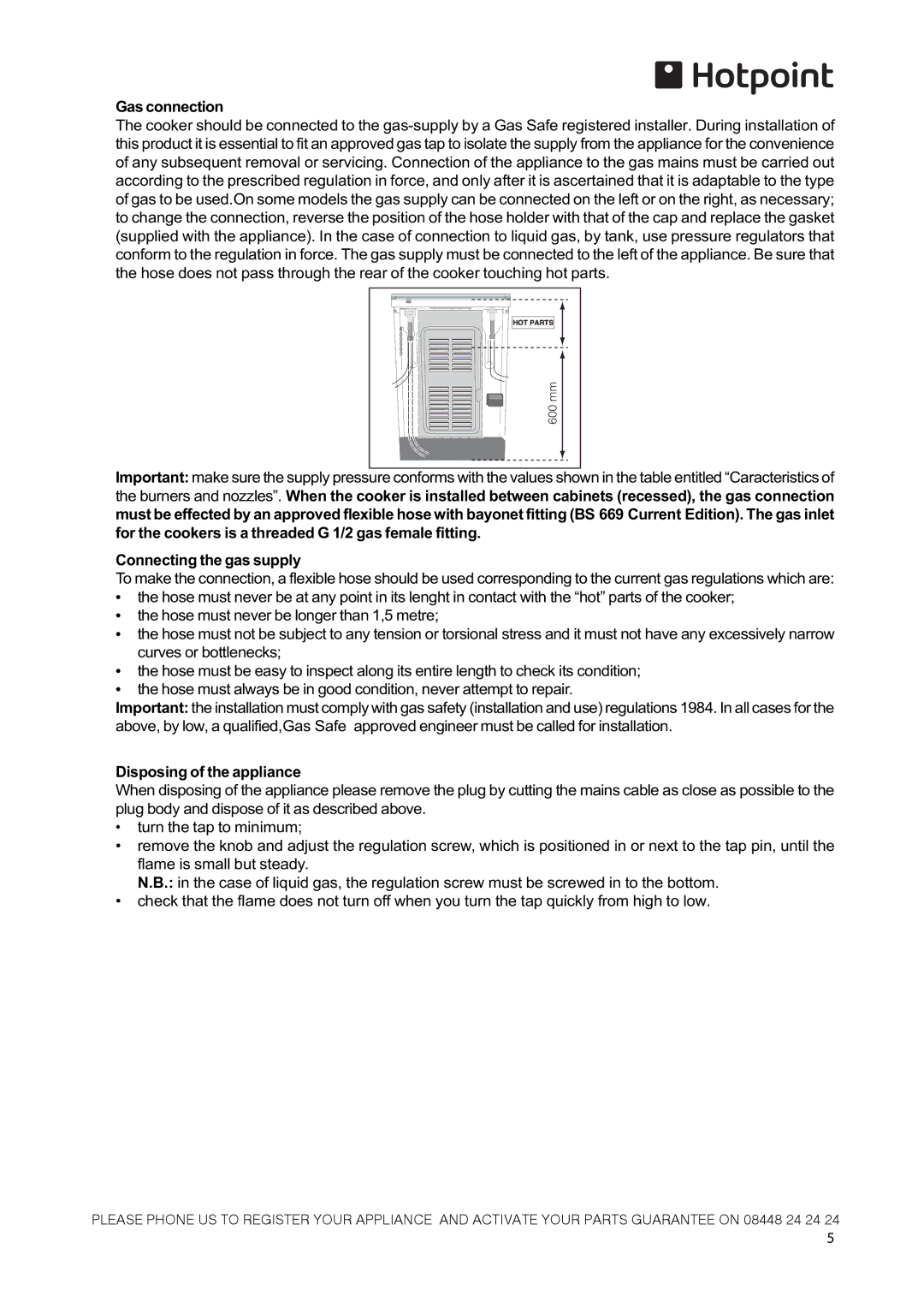 Hotpoint CH50GCIK manual 600 mm 