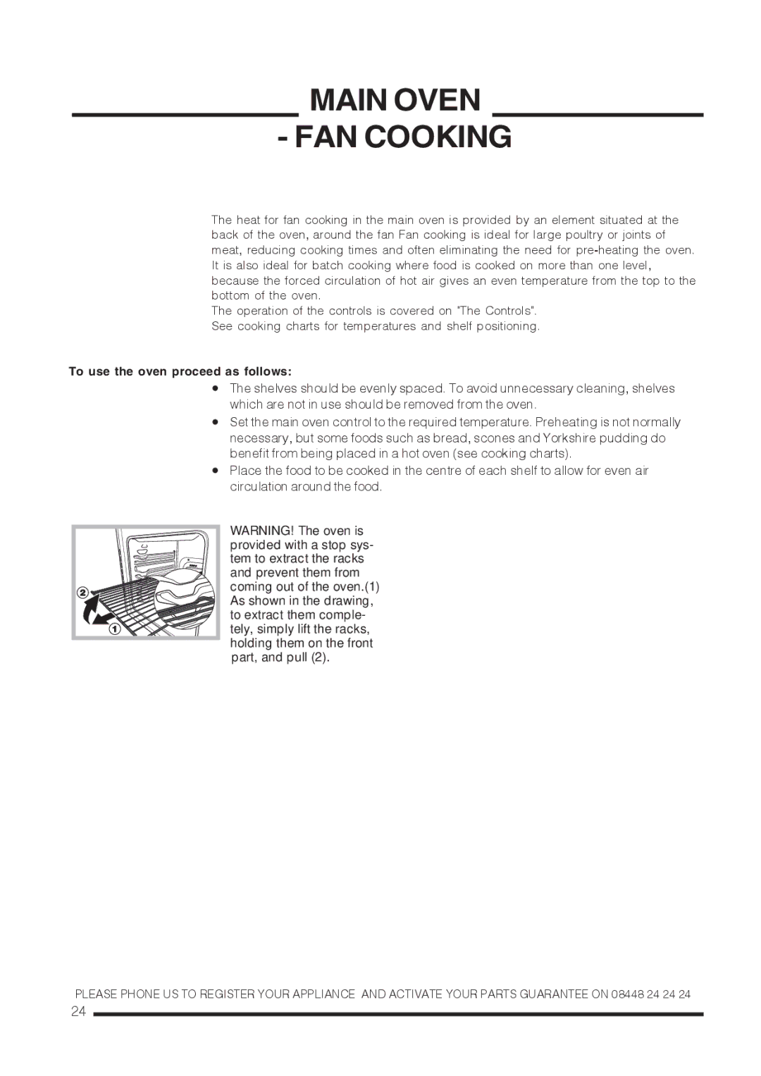 Hotpoint CH60 EKS, CH60EKKS, CH60EKWS installation instructions Main Oven FAN Cooking 