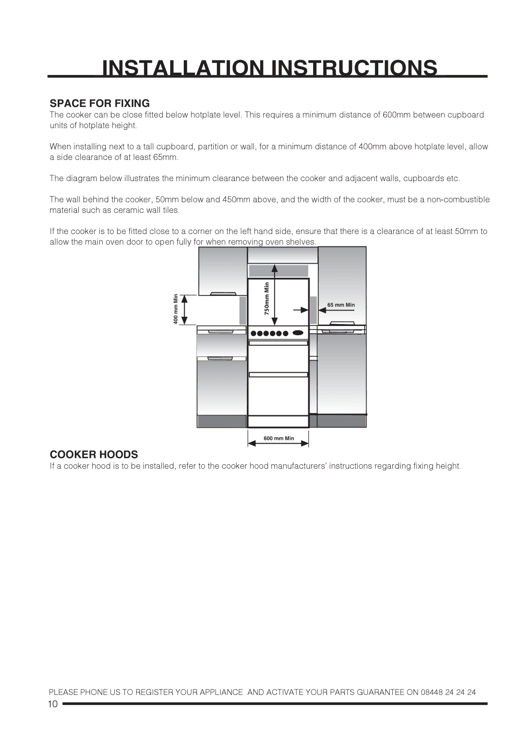 Hotpoint CH60DPXF S, CH60DPCF S, CH60DTCF S, CH60DTXFS installation instructions Installation Instructions 