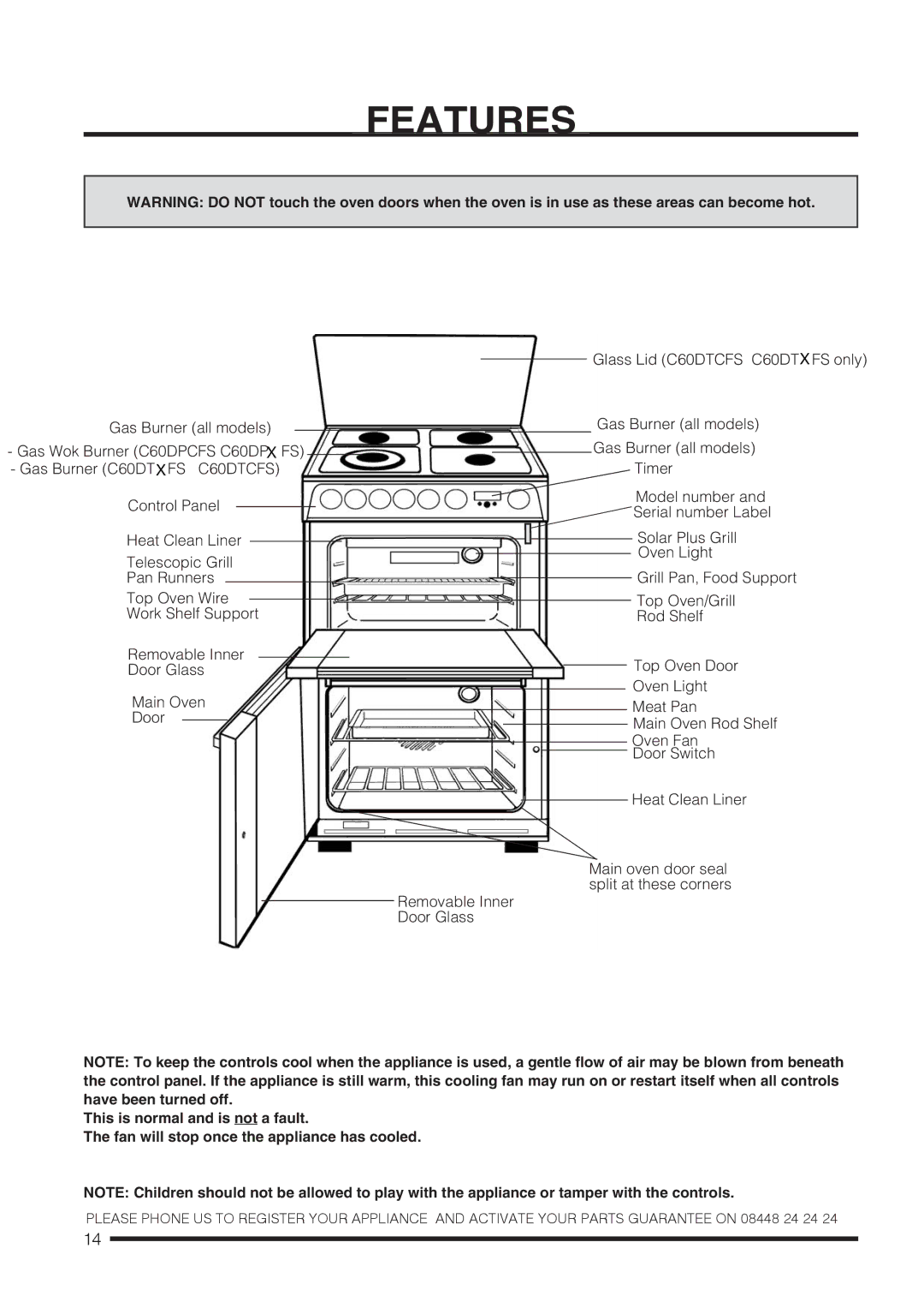 Hotpoint CH60DPXF S, CH60DPCF S, CH60DTCF S, CH60DTXFS installation instructions Features 