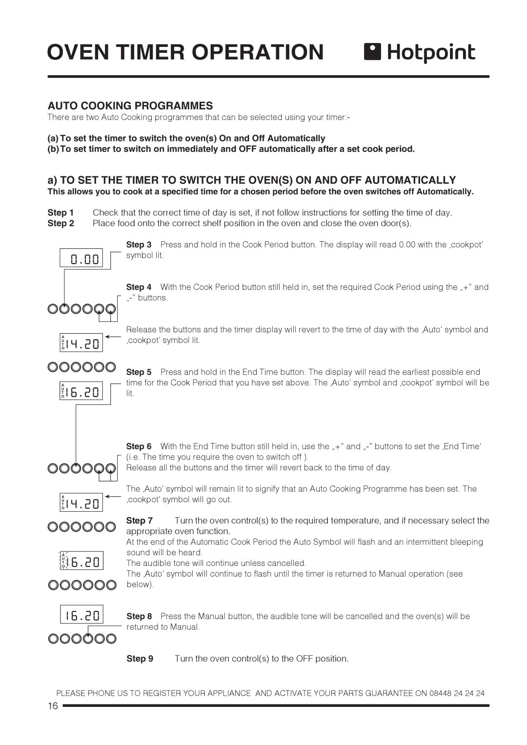 Hotpoint ch60gpcf, ch60gpxf installation instructions Auto Cooking Programmes, OT1 