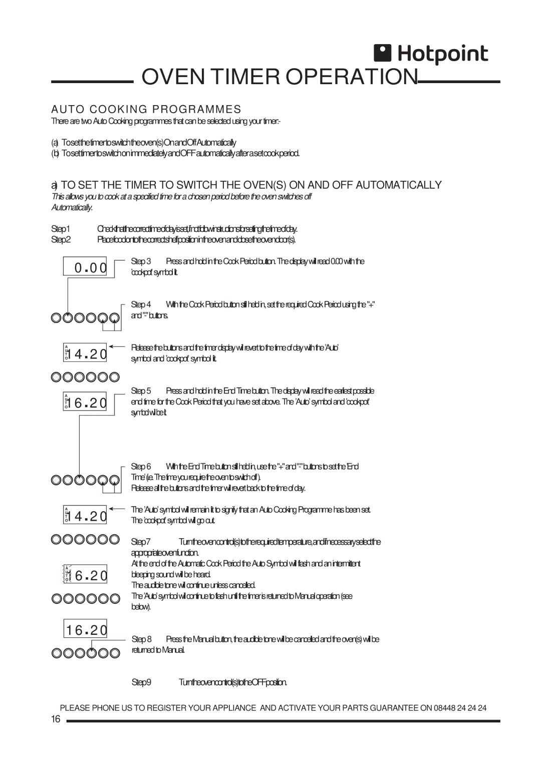 Hotpoint ch60gpcf, ch60gpxf installation instructions Auto Cooking Programmes 