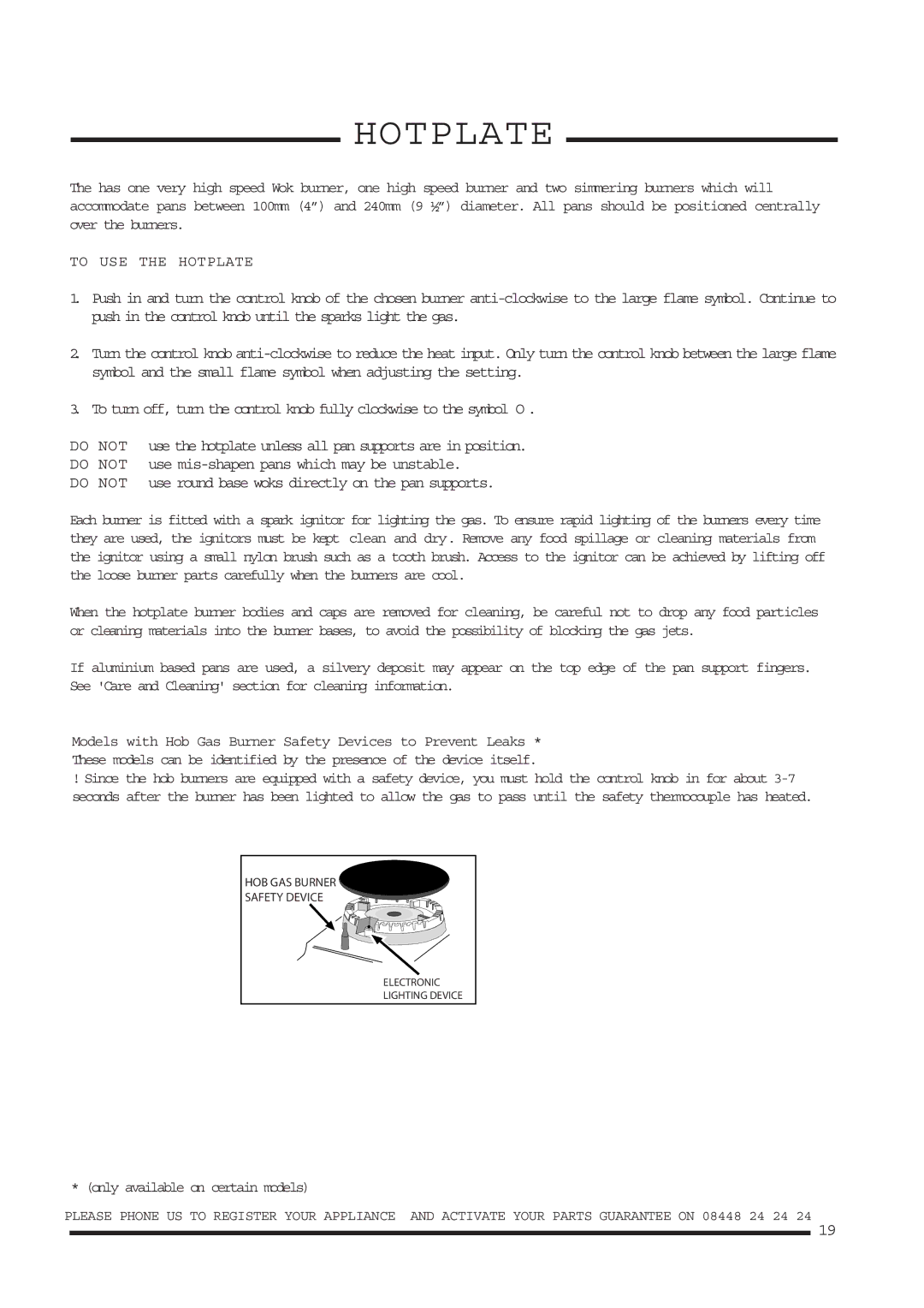 Hotpoint ch60gpxf, ch60gpcf installation instructions Hotplate 