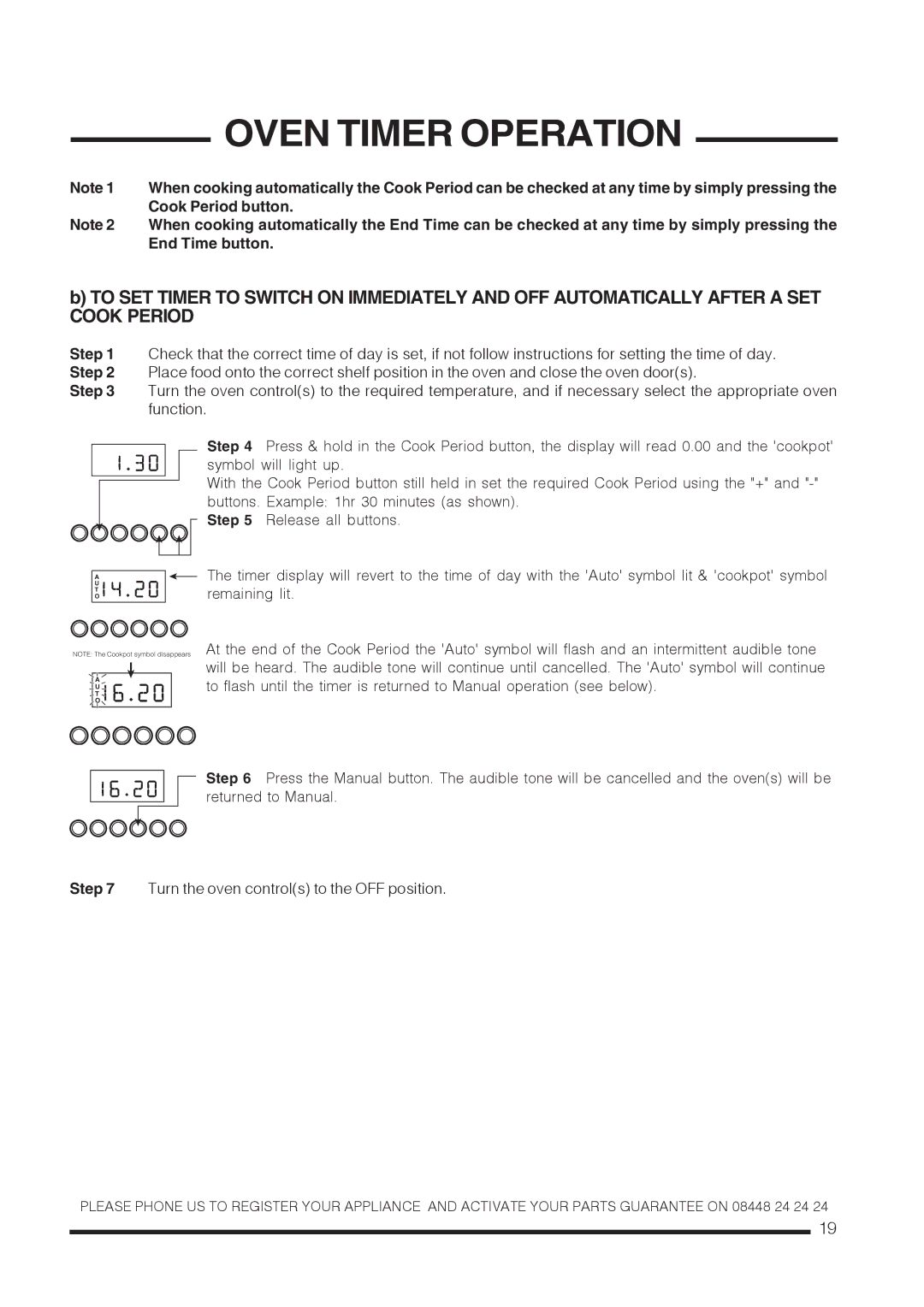 Hotpoint CH60GTXF, CH60GTCF installation instructions Oven Timer Operation 