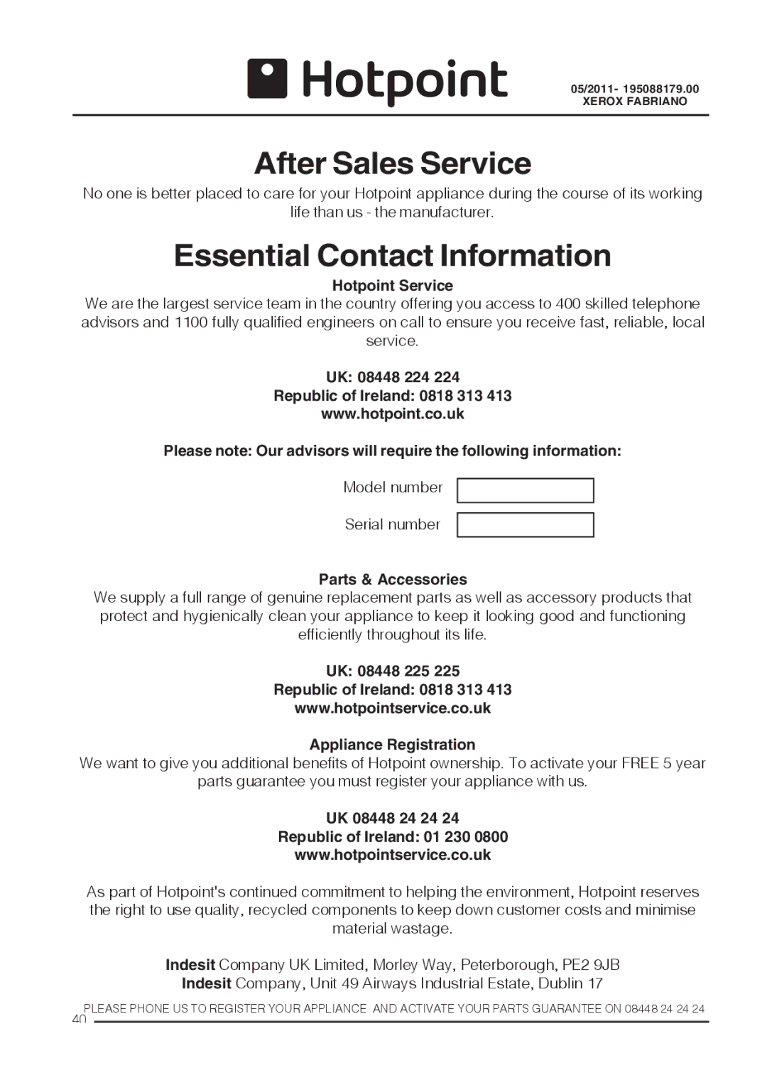 Hotpoint CH60GTCF, CH60GTXF installation instructions After Sales Service 