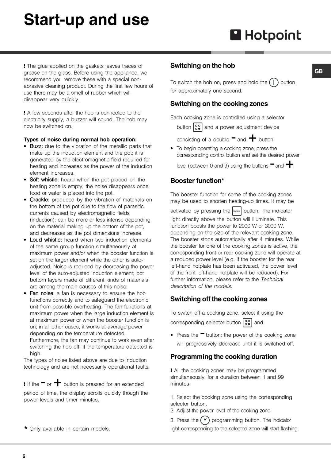 Hotpoint CIA 641 C S, CIC 642 C operating instructions Start-up and use 