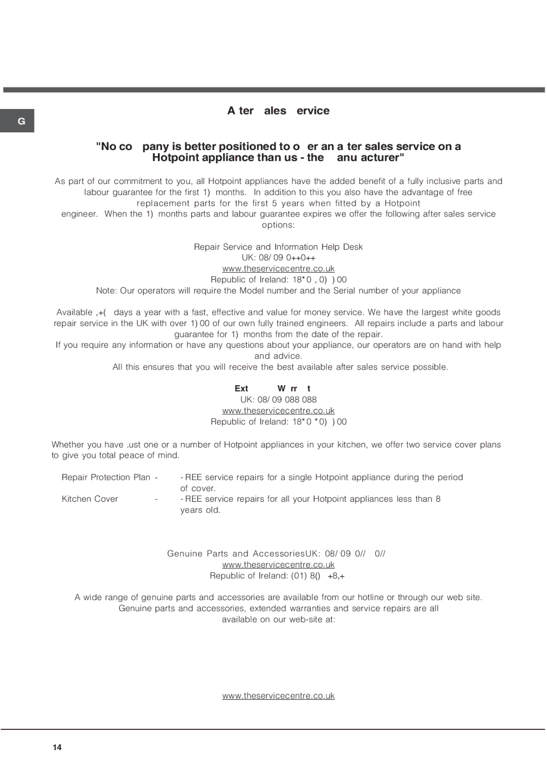 Hotpoint CRA 641 DC operating instructions 