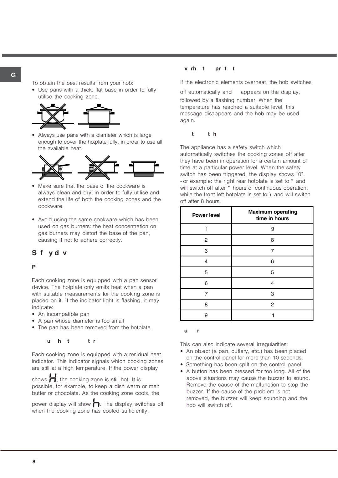 Hotpoint CRA 641 DC operating instructions Practical advice on using the appliance, Safety devices 