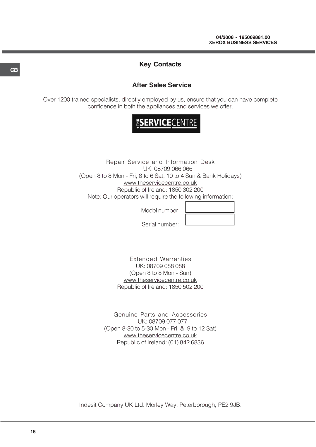 Hotpoint CRO 742 DO B, CRO 642 D B operating instructions Key Contacts After Sales Service 