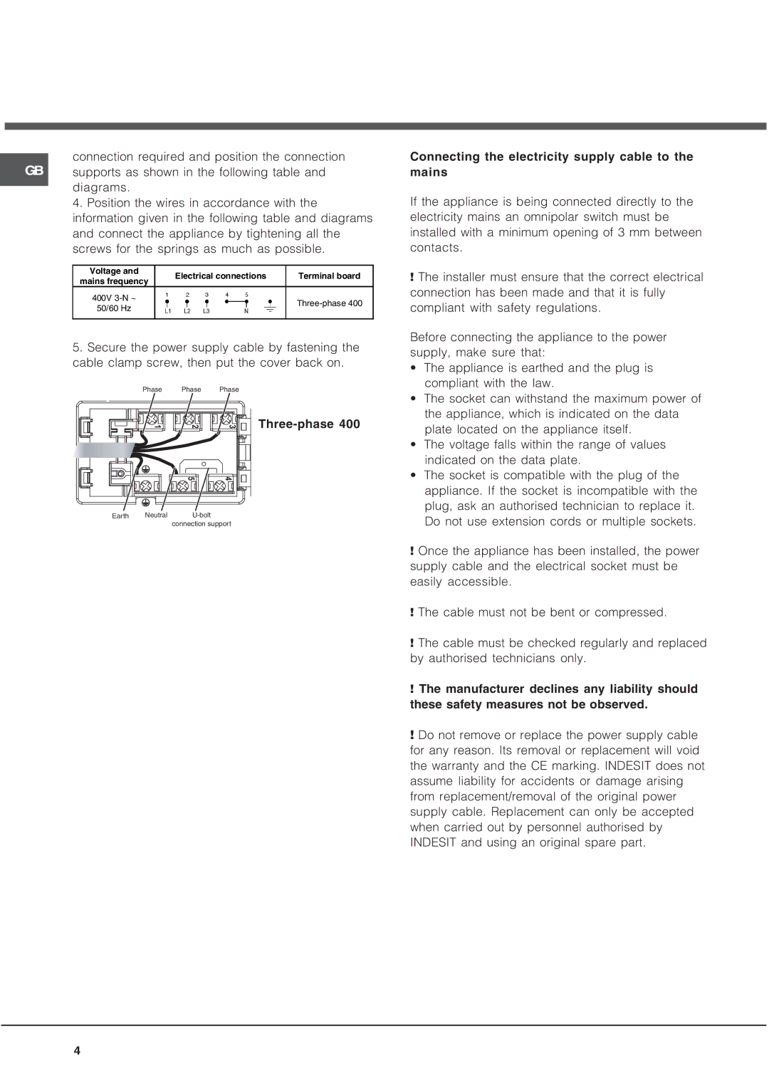 Hotpoint CRO 742 DO B, CRO 642 D B operating instructions Three-phase 