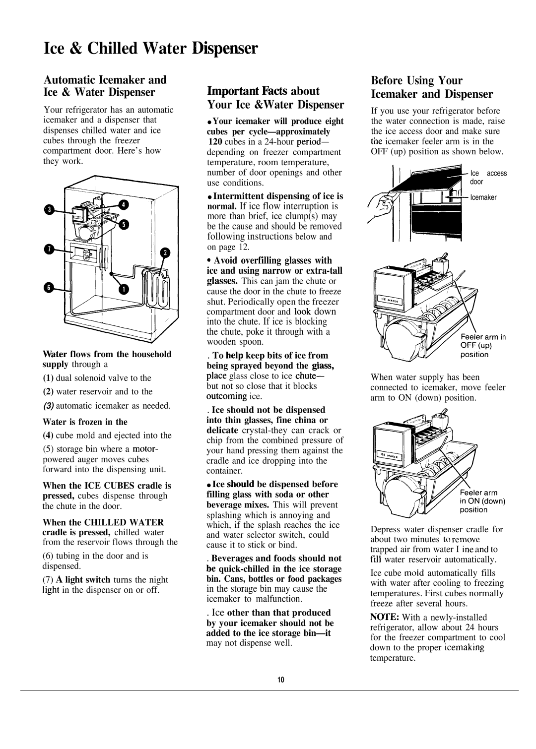 Hotpoint CSX24X warranty Ice & Chilled Water Dispemer, Before Using Your Icemaker and Dispenser 