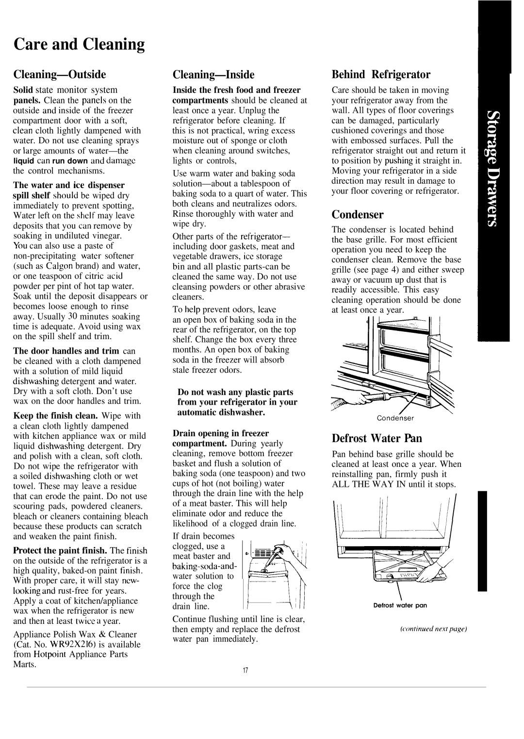 Hotpoint CSX24X warranty Care and Cleaning 