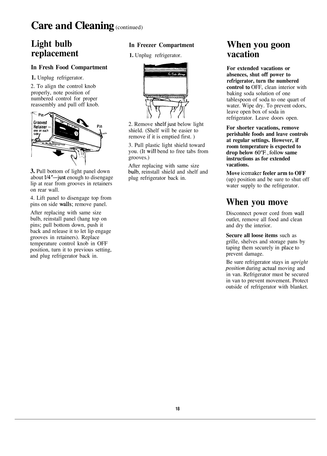 Hotpoint CSX24X warranty Care and Cleaning 