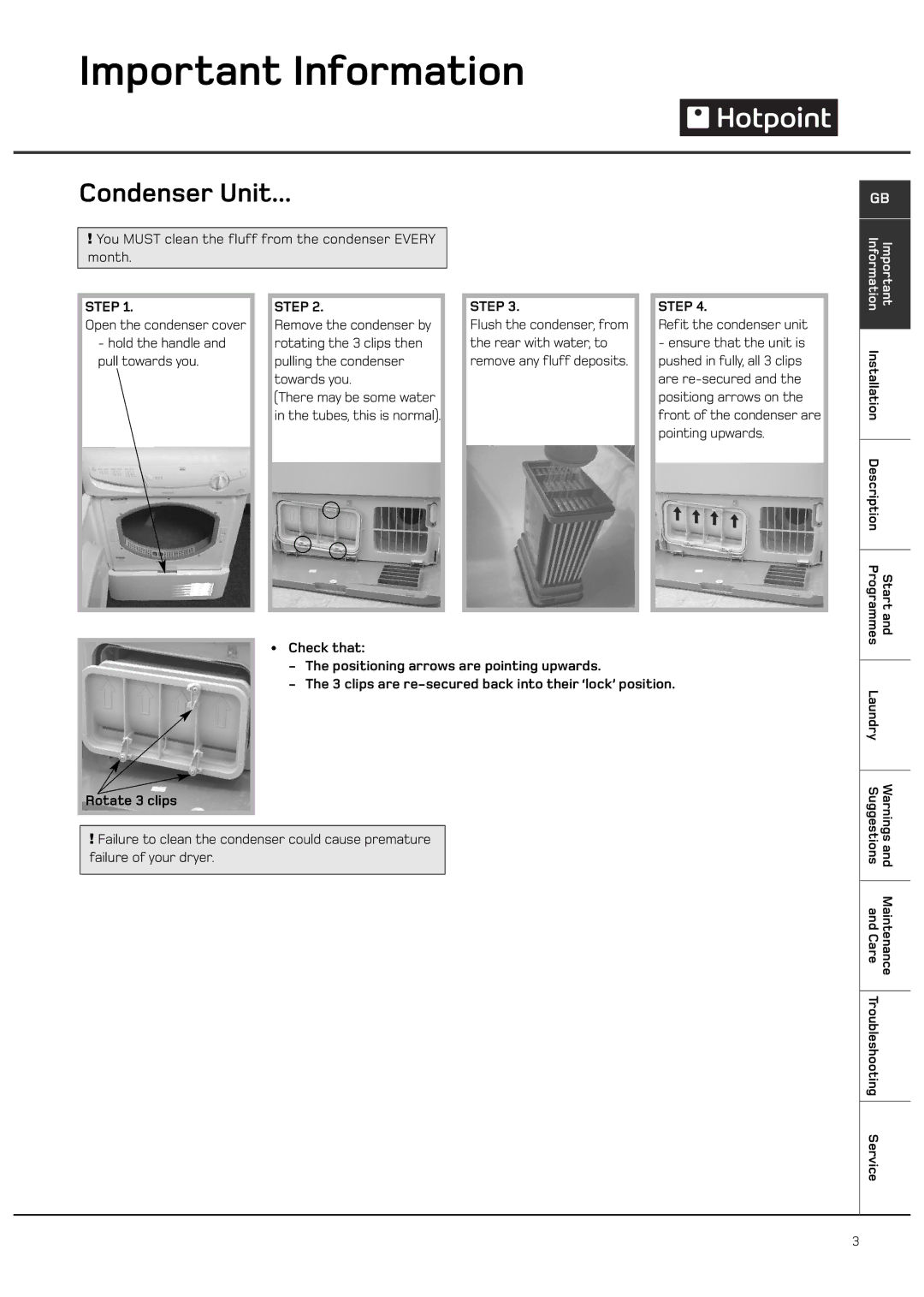 Hotpoint CTD00 manual Condenser Unit 