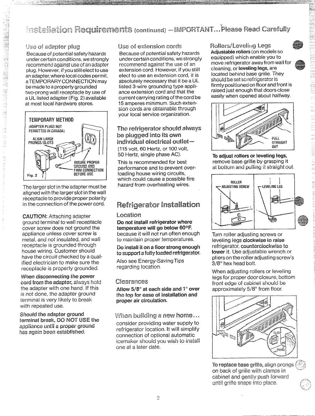 Hotpoint CTF19, CTF17 Earai~ces, Tik’x%atexelTsioE3Cxwrk$, Location, Out, Also see Energy-Saving Tips regarding location 