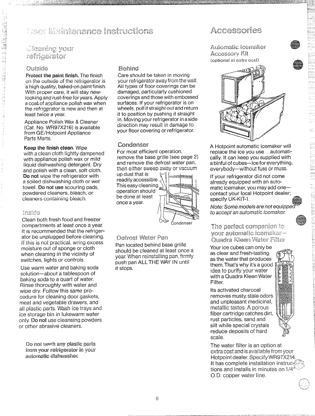 Hotpoint CTF19, CTF17 manual Condenser, Cleaners containing bleach 