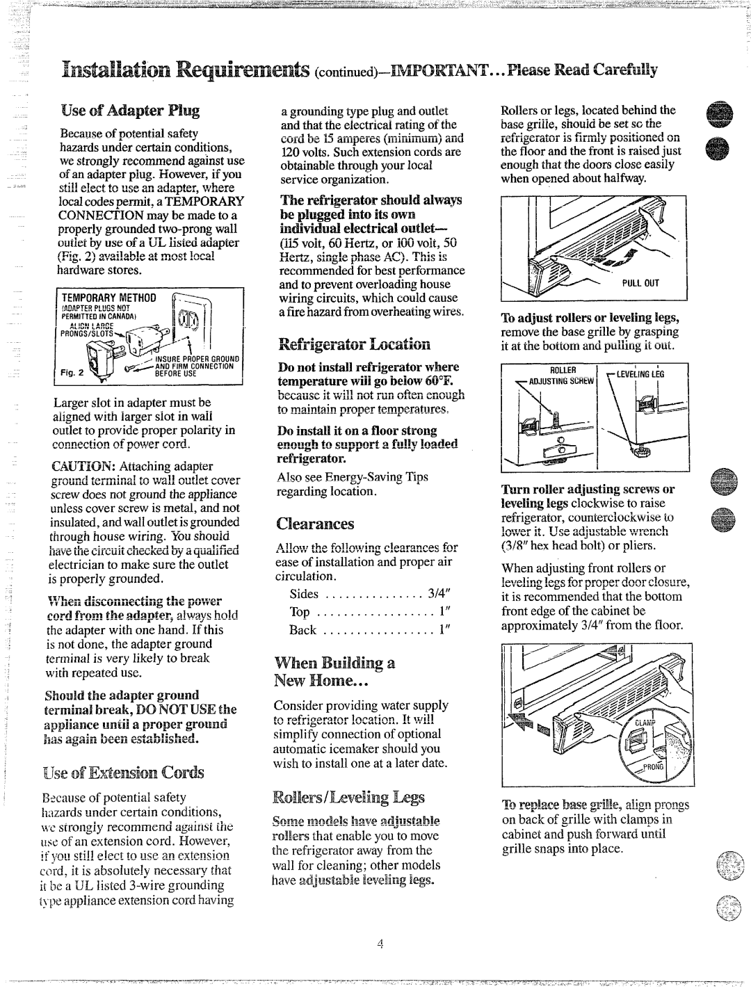 Hotpoint CTX18PJ, CTX20EJ, CTX20GJ, CTX18GJ, CTX18LJ, CTX18KJ, CTXH18HJ, CTX20PJ, CTX18HJ, CTX18EJ, CTX18CH, CTX18EG manual Clearances 