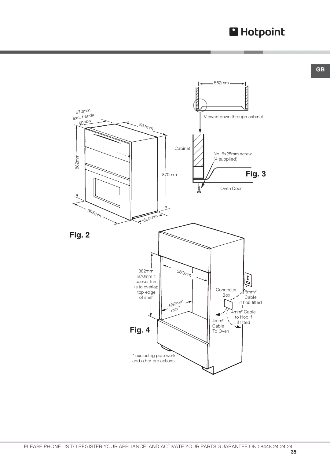 Hotpoint DCL 08 CB manual Top edge 