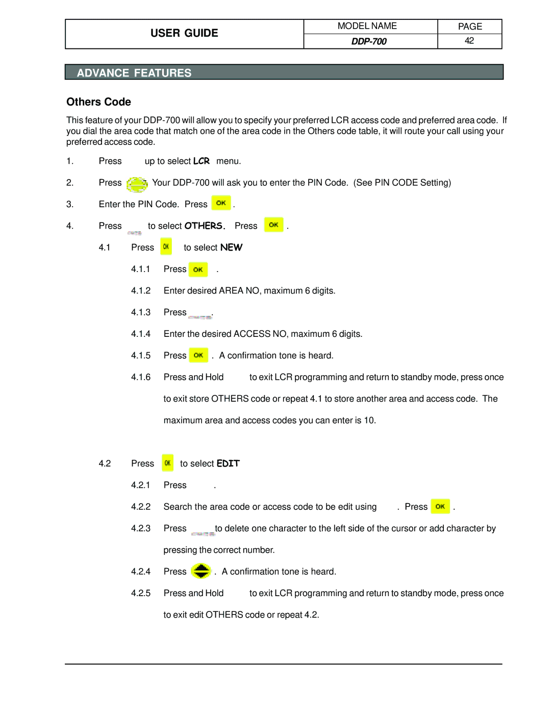 Hotpoint DDP-700 manual Others Code 