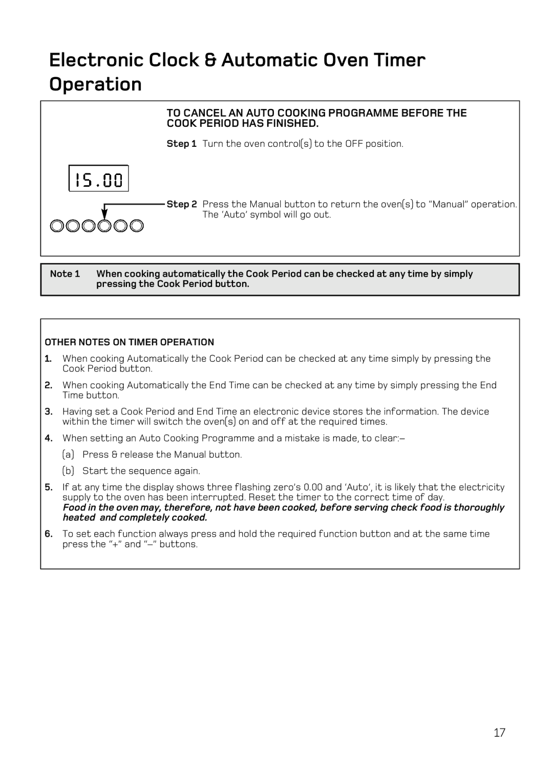 Hotpoint DQ47 Mk2, DE47X1, BD52 Mk2, BD62 Mk2 manual Other Notes on Timer Operation 