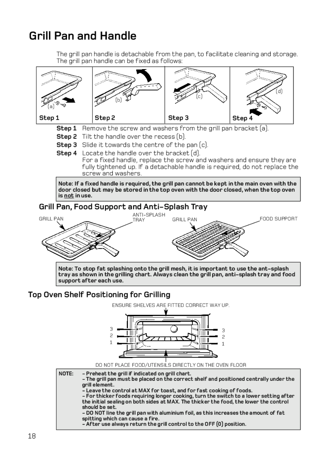 Hotpoint BD52 Mk2, DE47X1, DQ47 Mk2, BD62 Mk2 manual Grill Pan and Handle, Step 