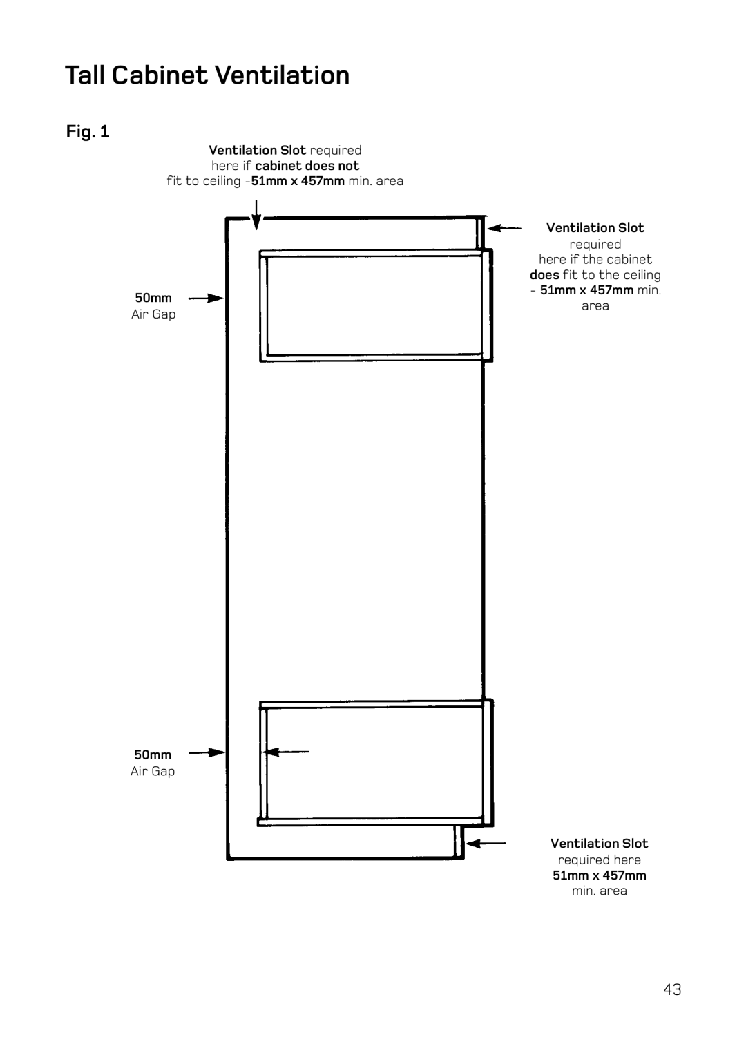 Hotpoint BD62 Mk2, DE47X1, DQ47 Mk2, BD52 Mk2 manual Tall Cabinet Ventilation 