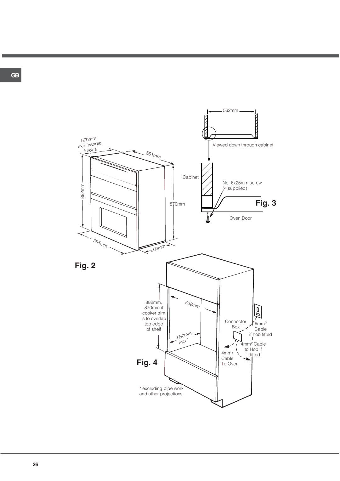 Hotpoint AHP67X1, DE89X, DQ89I1 manual 595mm 