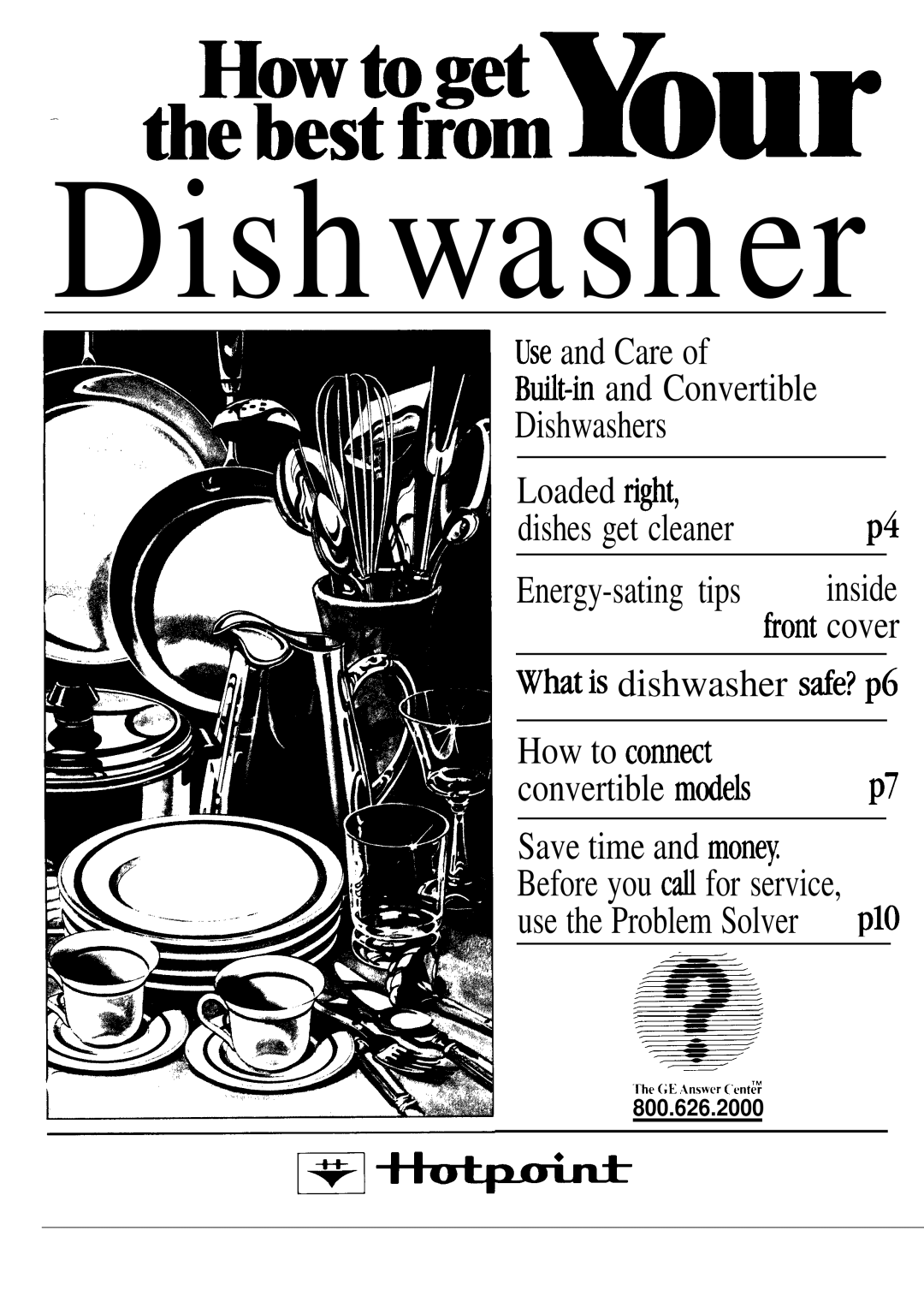 Hotpoint Dishwasher manual 800.626.2000 