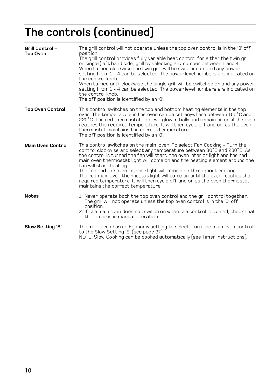 Hotpoint double oven cookers manual Controls 